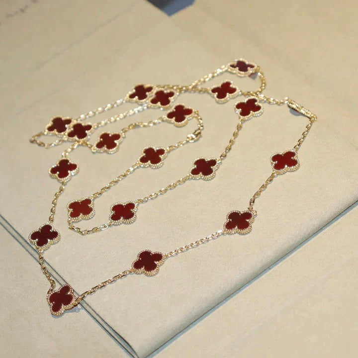 [Dawnora Jewelry]CLOVER 20 MOTIFS CARNELIAN NECKLACE