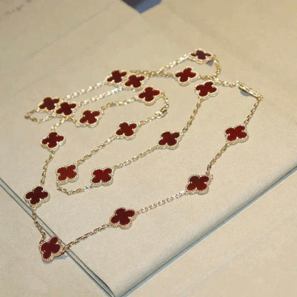 [Dawnora Jewelry]CLOVER 20 MOTIFS CARNELIAN NECKLACE