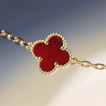 [Dawnora Jewelry]CLOVER 20 MOTIFS CARNELIAN NECKLACE