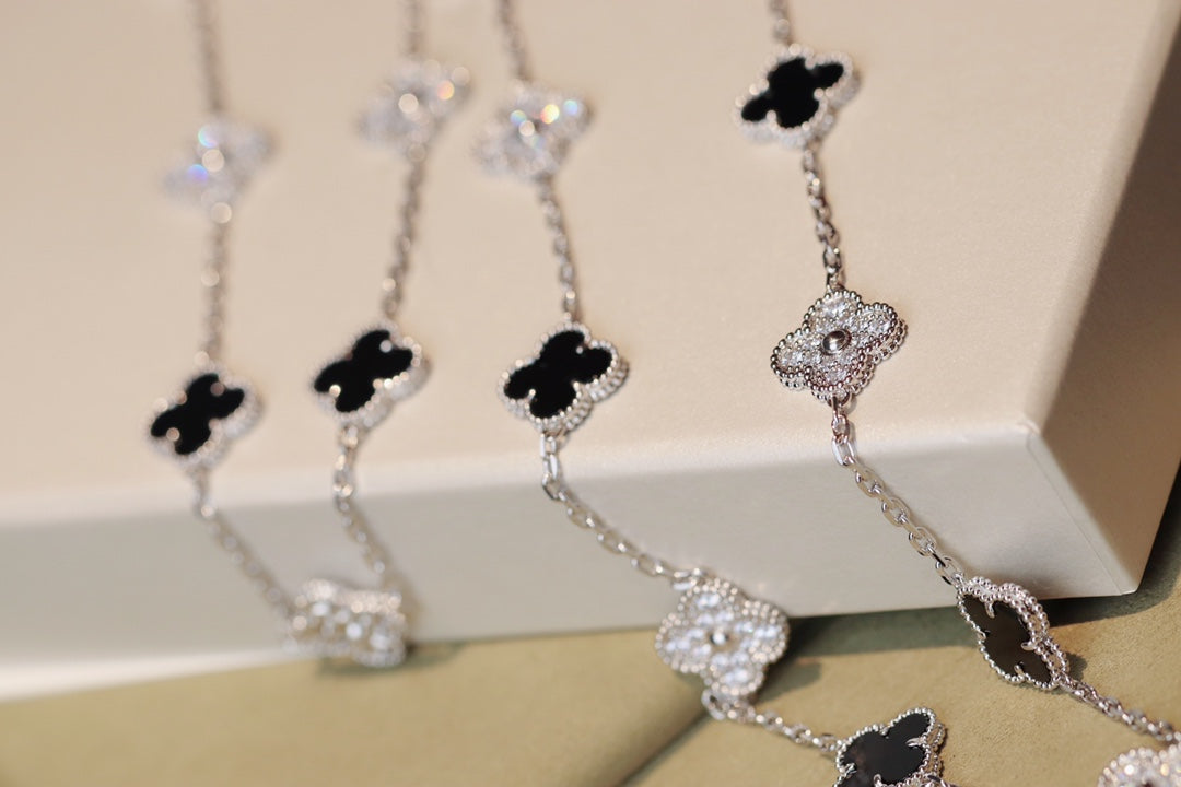 [Dawnora Jewelry]CLOVER 20 MOTIFS ONYX DIAMOND SILVER