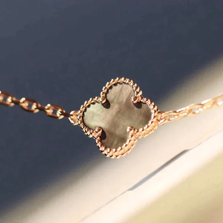 [Dawnora Jewelry]CLOVER 20 MOTIFS DARK MOP DIAMOND  NECKLACE