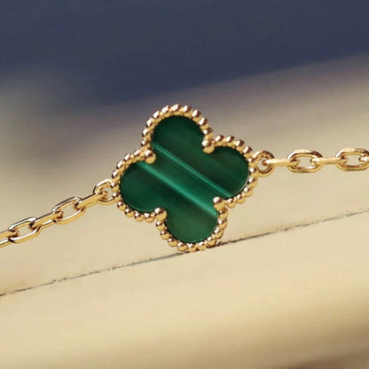 [Dawnora Jewelry]CLOVER 20 MOTIFS MALACHITE DIAMOND NECKLACE