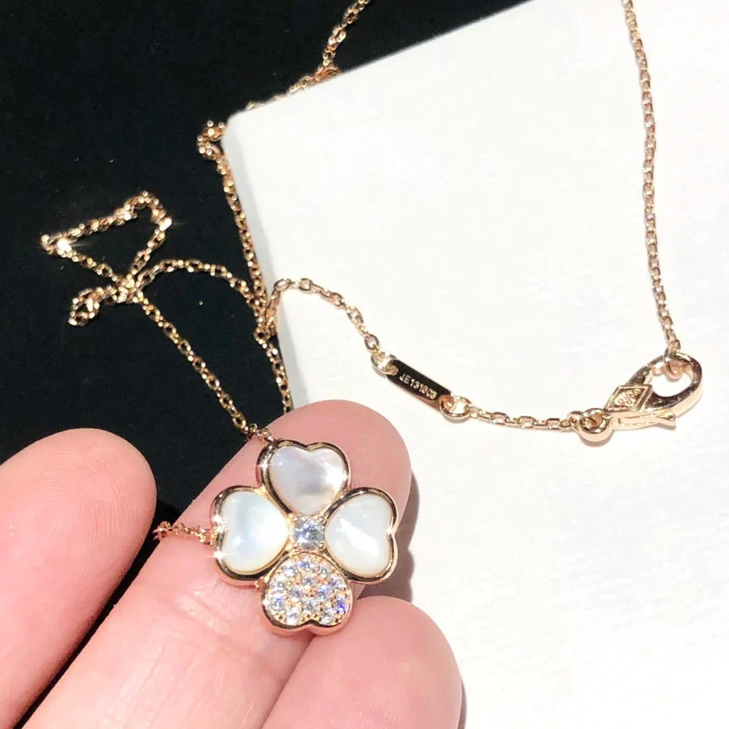 [Dawnora Jewelry]CLOVER MOP DIAMOND ROSE GOLD NECKLACE