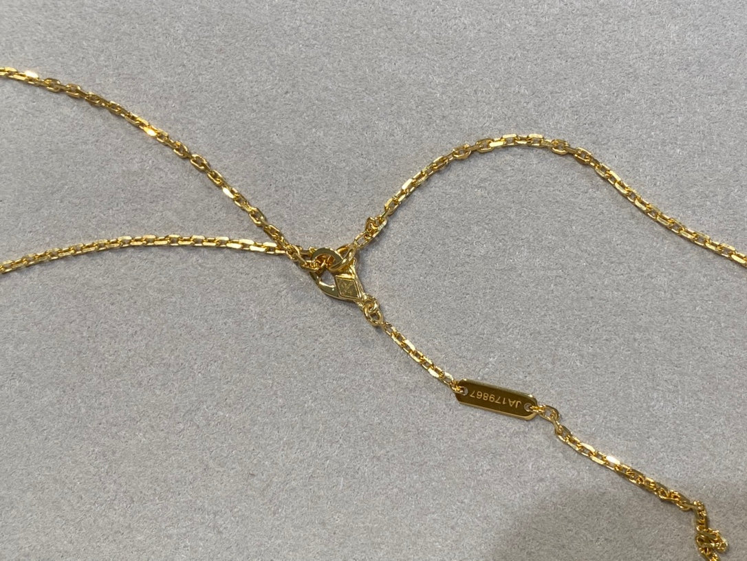 [Dawnora Jewelry]CLOVER 25MM NECKLACE GOLD CARNELIAN