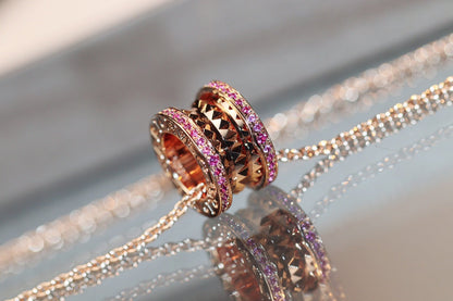[Dawnora Jewelry]ZERO 1 ROCK PINK GOLD PINK DIAMOND NECKLACE