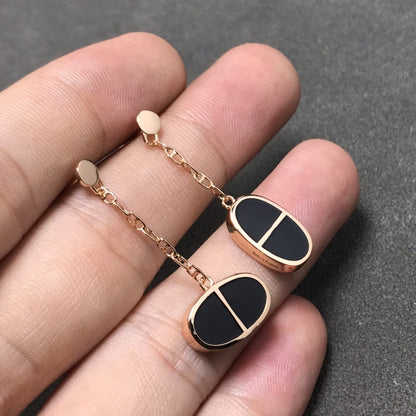 [Dawnora Jewelry]CHAINE VERSO BLACK CERAMIC SILVER EARRINGS
