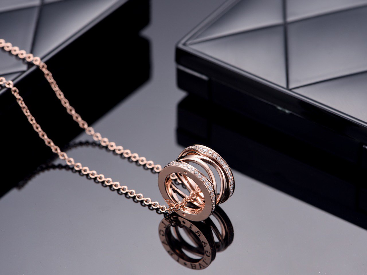 [Dawnora Jewelry]ZERO 1 PINK GOLD DIAMOND OPEN NECKLACE