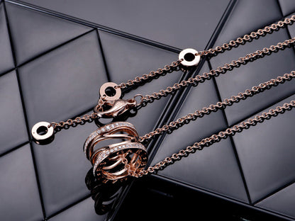 [Dawnora Jewelry]ZERO 1 PINK GOLD DIAMOND OPEN NECKLACE