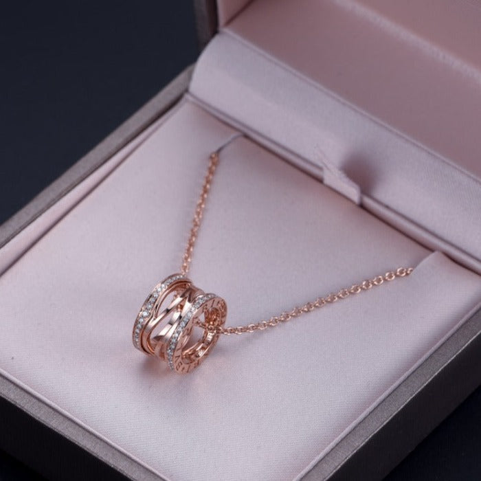 [Dawnora Jewelry]ZERO 1 PINK GOLD DIAMOND OPEN NECKLACE
