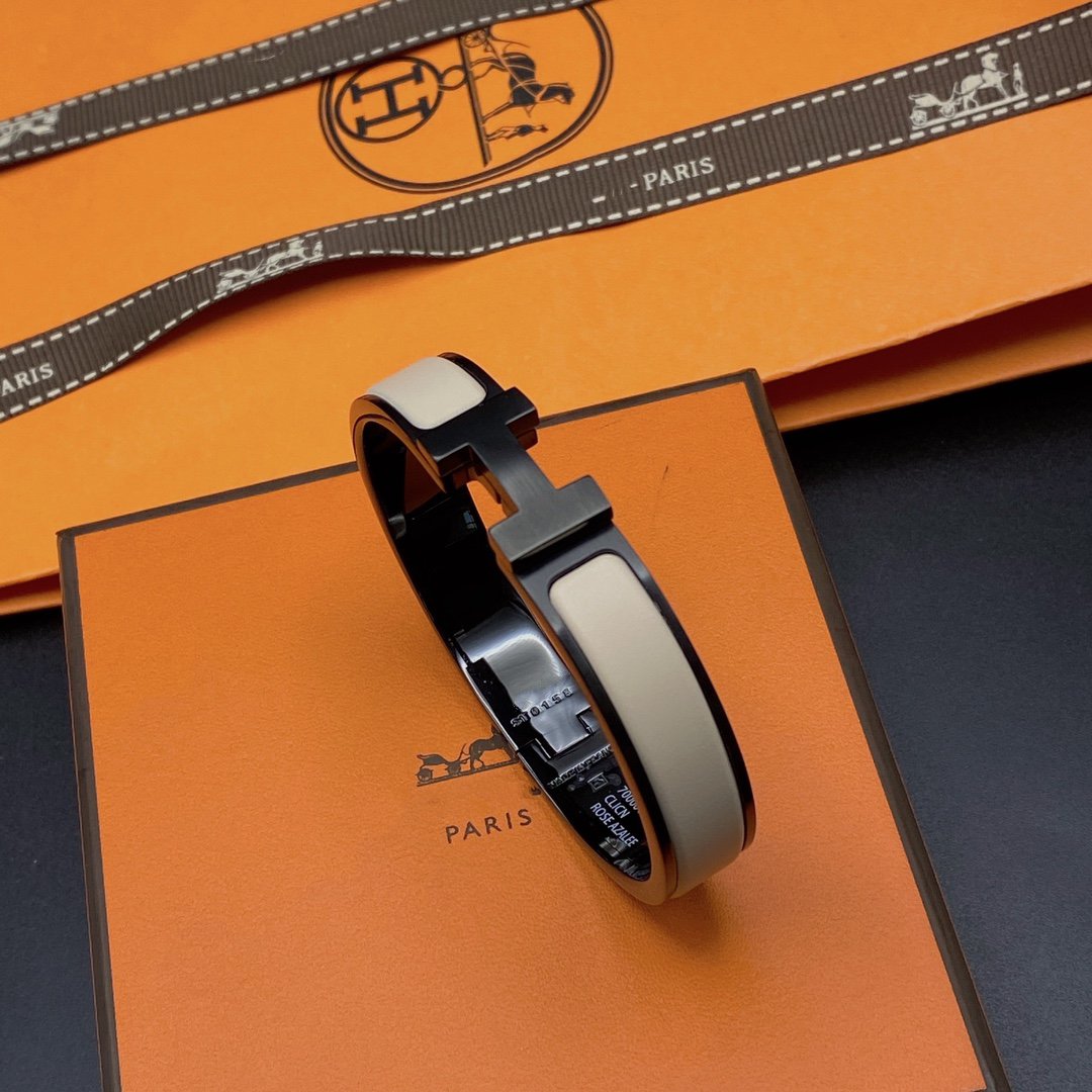 [Dawnora Jewelry]H BRACELET 12MM BLACK BEIGE CERAMIC