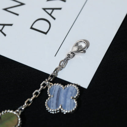 [Dawnora Jewelry]CLOVER BRACELET 5 MOTIFS MOP CHALCEDONY SILVER