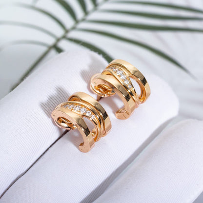[Dawnora Jewelry]ZERO 1 PINK GOLD DIAMONDS EARRINGS
