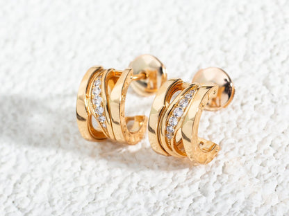 [Dawnora Jewelry]ZERO 1 PINK GOLD DIAMONDS EARRINGS
