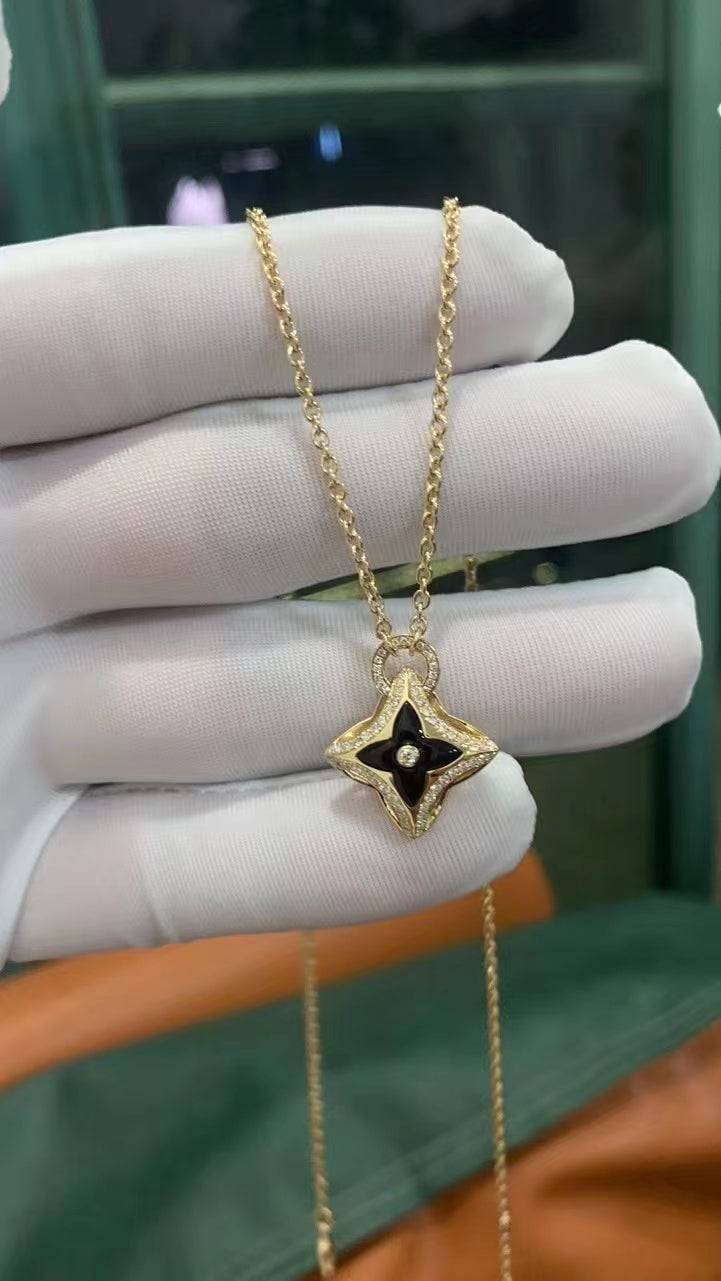 [Dawnora Jewelry]STAR PEDANT PINK GOLD DIAMOND NECKLACE