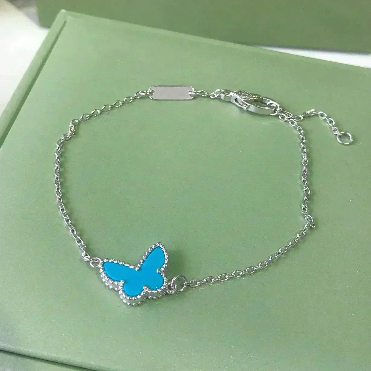 [Dawnora Jewelry]BUTTERFLY TURQUOISE BUTTERFLY BRACELET SILVER