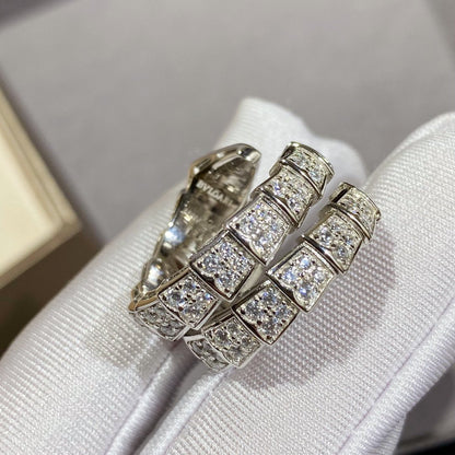 [Dawnora Jewelry]SERPENTI DOUBLE RING SILVER DIAMOND PAVED