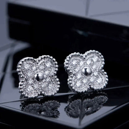 [Dawnora Jewelry]CLOVER 1 MOTIFS DIAMOND STUD EARRINGS SILVER