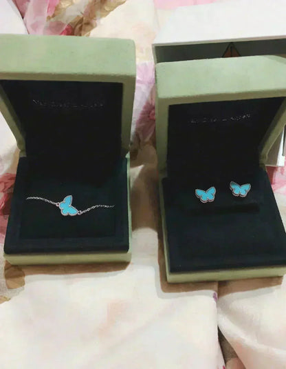 [Dawnora Jewelry]BUTTERFLY TURQUOISE EARRINGS SILVER