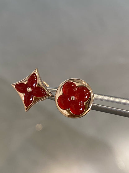 [Dawnora Jewelry]STAR AND SUN PINK GOLD CARNELIAN STUD EARRINGS