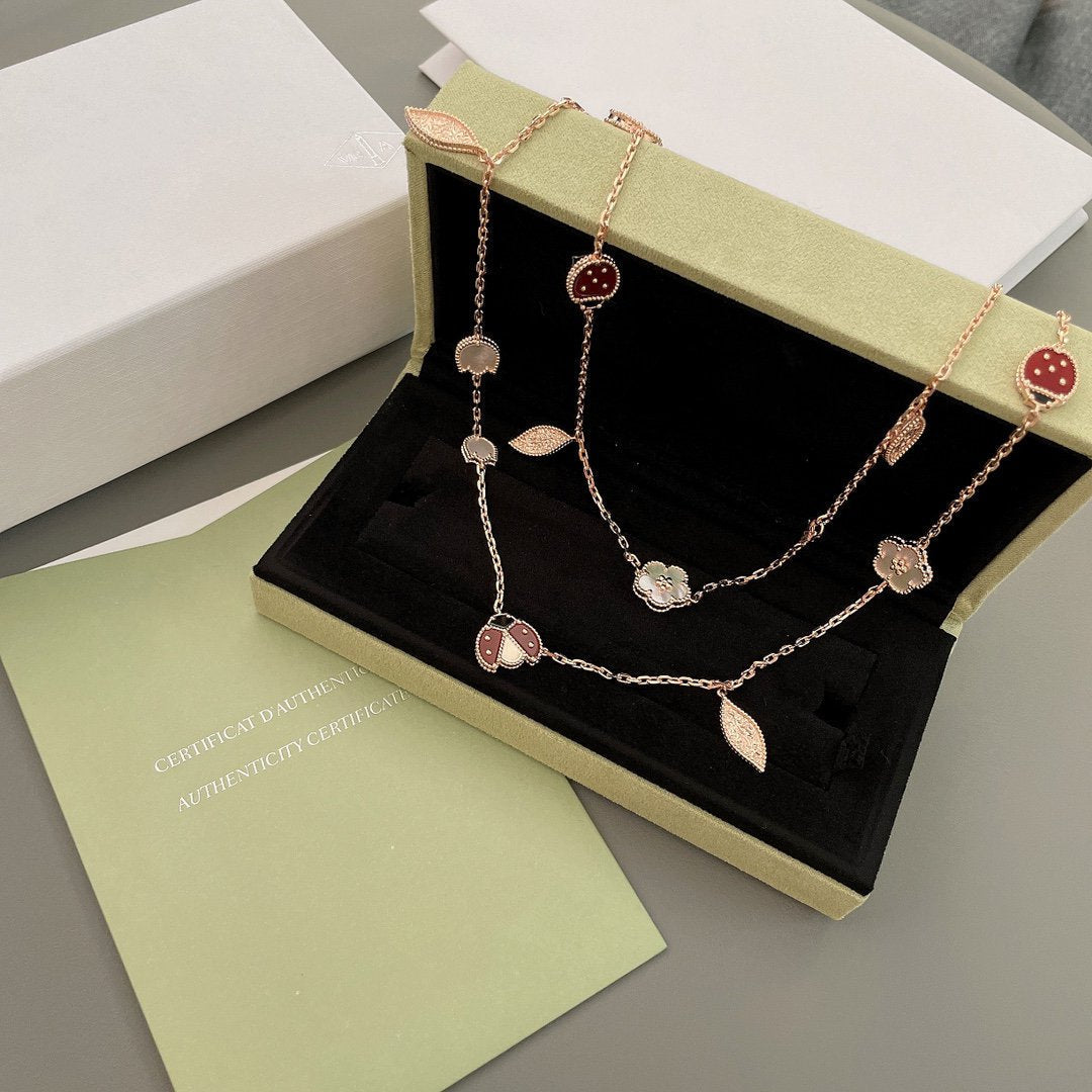 [Dawnora Jewelry]LUCKY SPRING 15 MOTIFS ROSE GOLD NECKLACE
