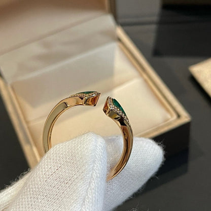 [Dawnora Jewelry]DREAM MALACHITE DIAMOND OPEN RING