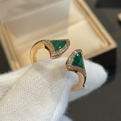 [Dawnora Jewelry]DREAM MALACHITE DIAMOND OPEN RING