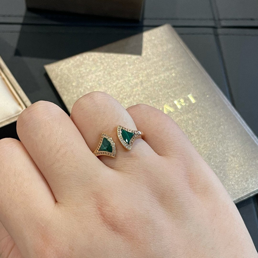 [Dawnora Jewelry]DREAM MALACHITE DIAMOND OPEN RING