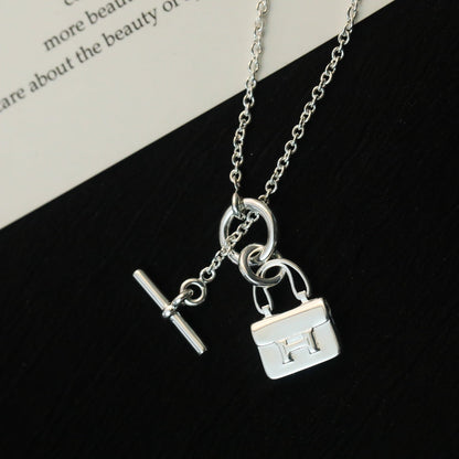 [Dawnora Jewelry]POP H PEDANT SILVER NECKLACE