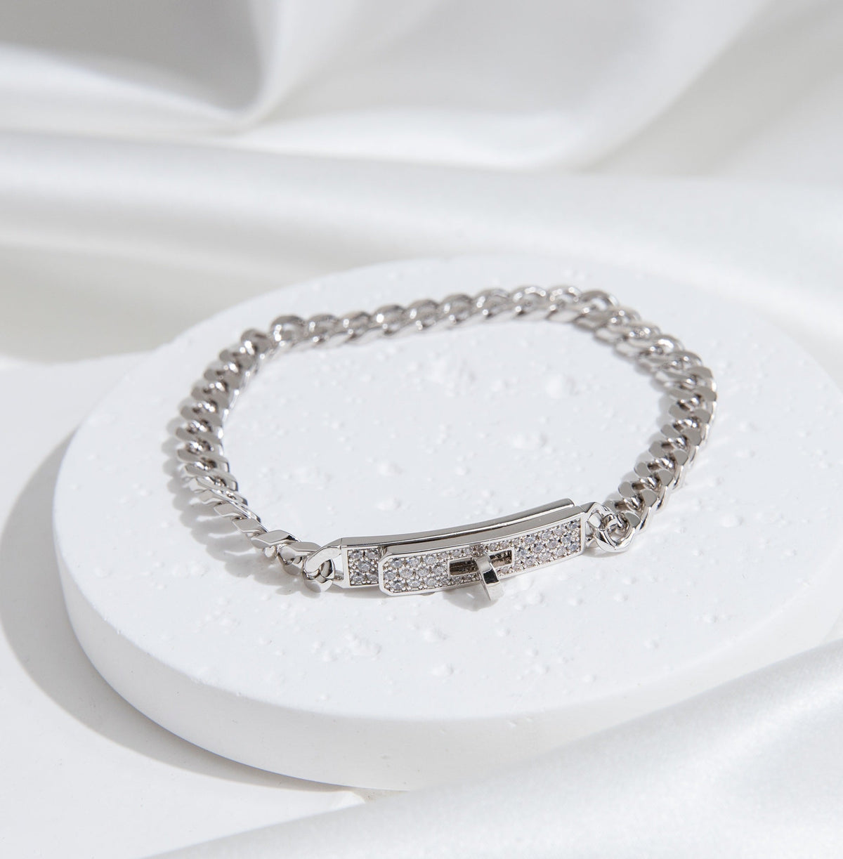 [Dawnora Jewelry]KELLY CHAIN SILVER DIAMOND BRACELET
