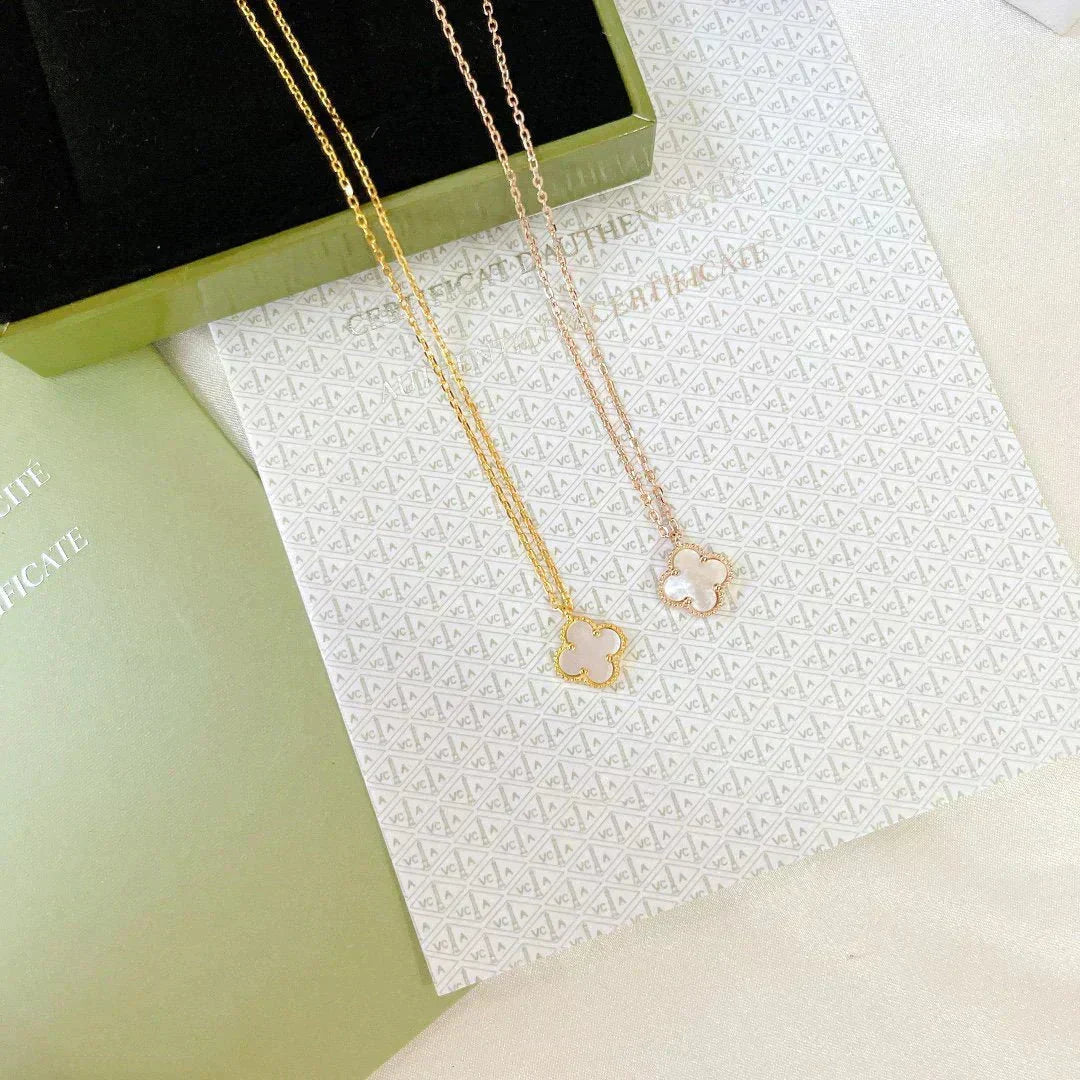 [Dawnora Jewelry]CLOVER MINI 9.5MM WHITE MOTHER-OF-PEARL NECKLACE