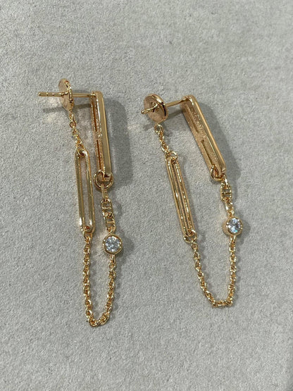 [Dawnora Jewelry]CHAINE CHAOS DIAMOND DROP EARRINGS
