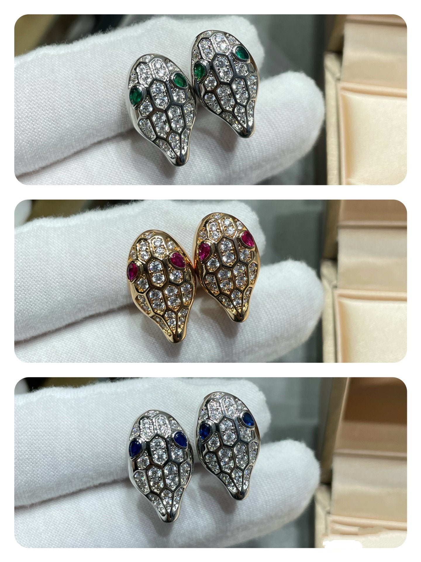 [Dawnora Jewelry]SERPENT DIAMOND STUD EARRINGS