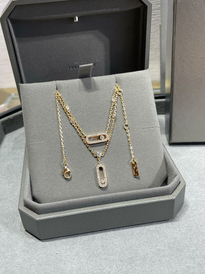 [Dawnora Jewelry]MOVE 2 ROW DIAMOND NECKLACE
