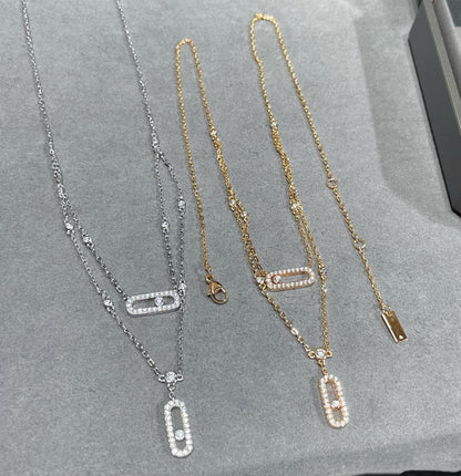 [Dawnora Jewelry]MOVE 2 ROW DIAMOND NECKLACE