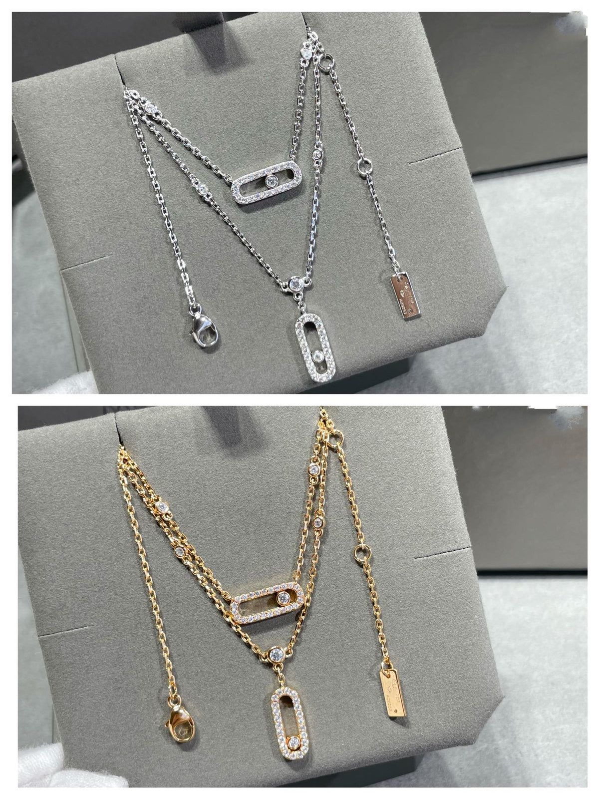 [Dawnora Jewelry]MOVE 2 ROW DIAMOND NECKLACE