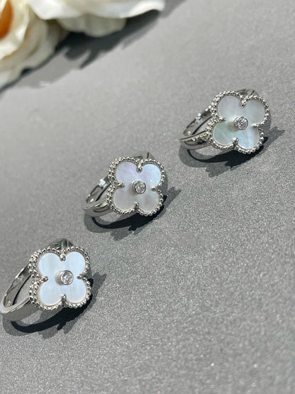 [Dawnora Jewelry]CLOVER SILVER MOP DIAMOND RING