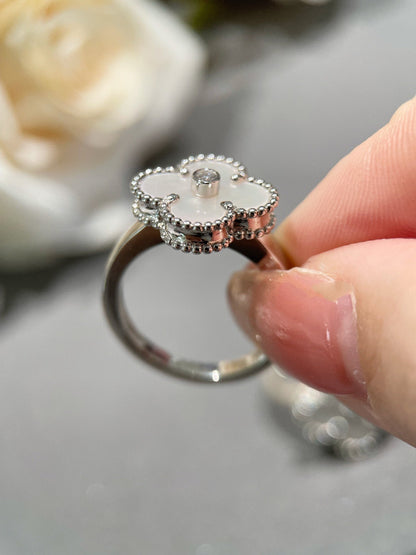 [Dawnora Jewelry]CLOVER SILVER MOP DIAMOND RING