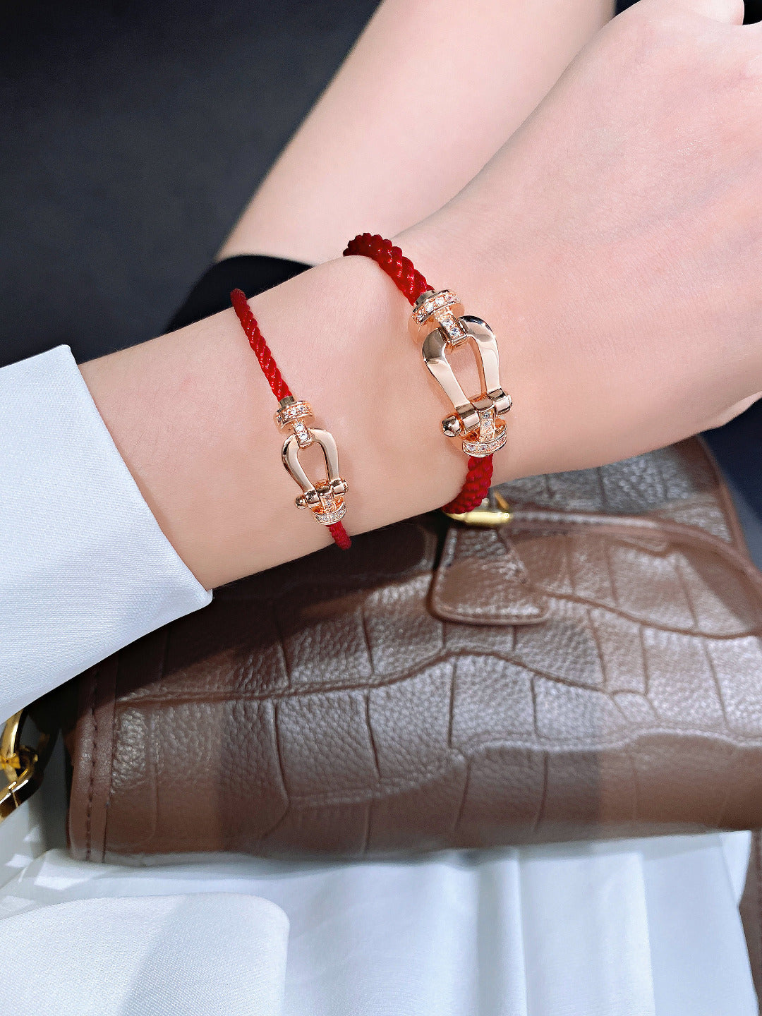 [Dawnora Jewelry]FORCE 10 HALF DIAMOND PINK GOLD RED CORDERI LARGE AND MEDIUM MODEL