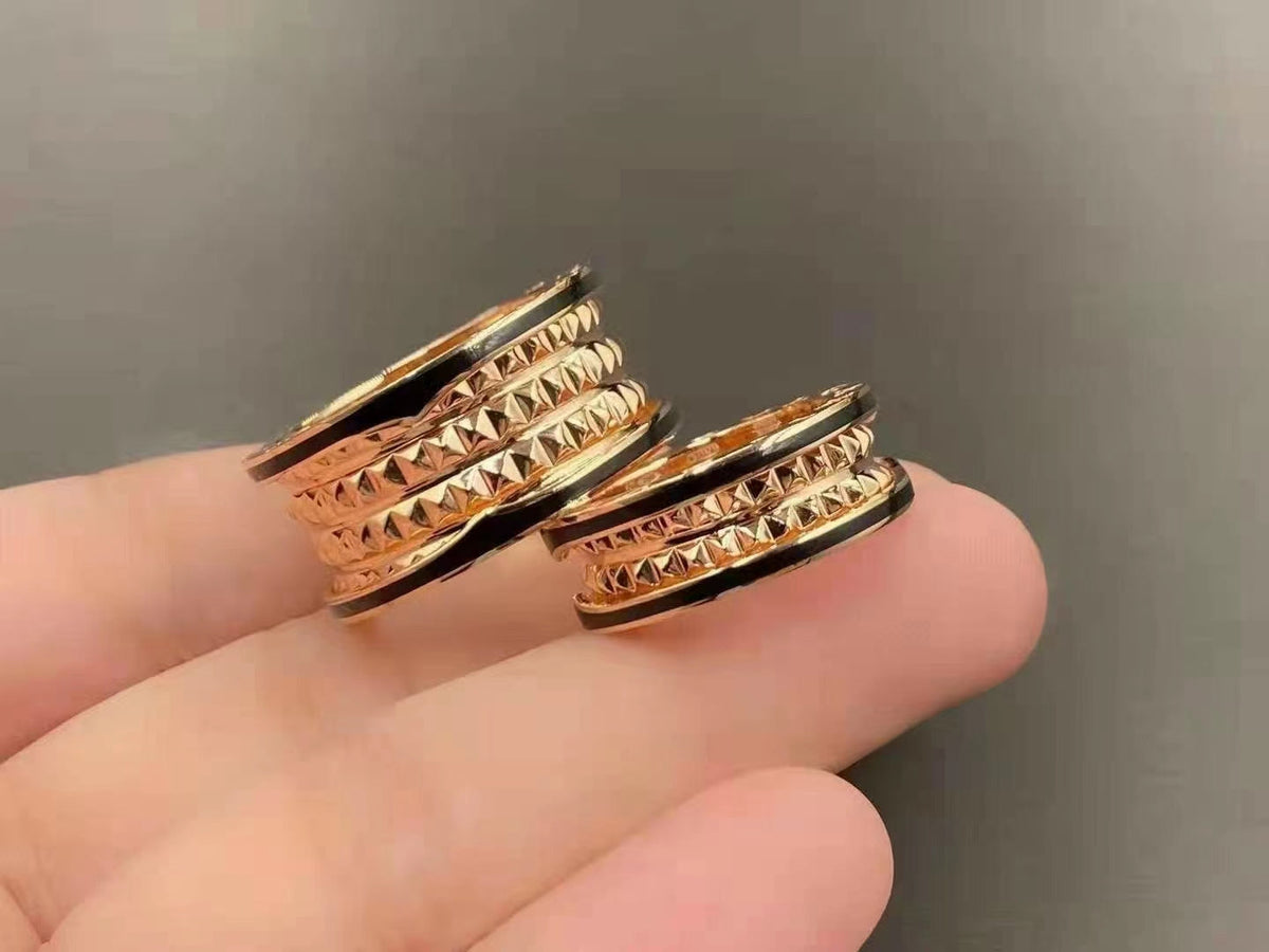 [Dawnora Jewelry]ZERO 1 ROCK BLACK CERAMIC PINK GOLD LARGE MODEL