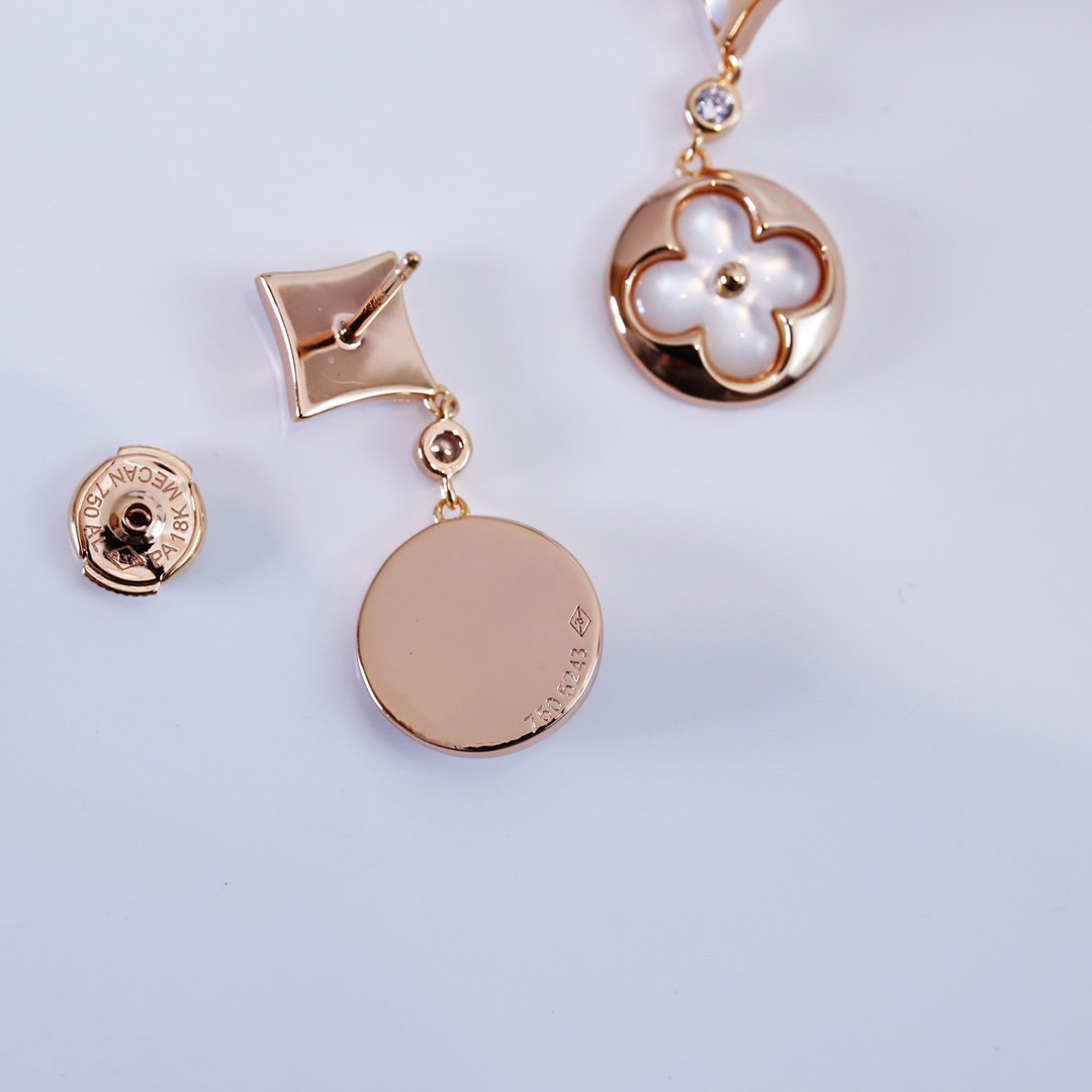 [Dawnora Jewelry]STAR AND SUN PINK GOLD MOP DROP EARRINGS