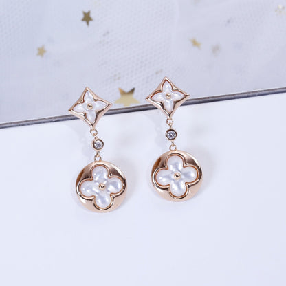 [Dawnora Jewelry]STAR AND SUN PINK GOLD MOP DROP EARRINGS