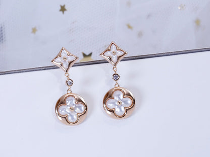 [Dawnora Jewelry]STAR AND SUN PINK GOLD MOP DROP EARRINGS