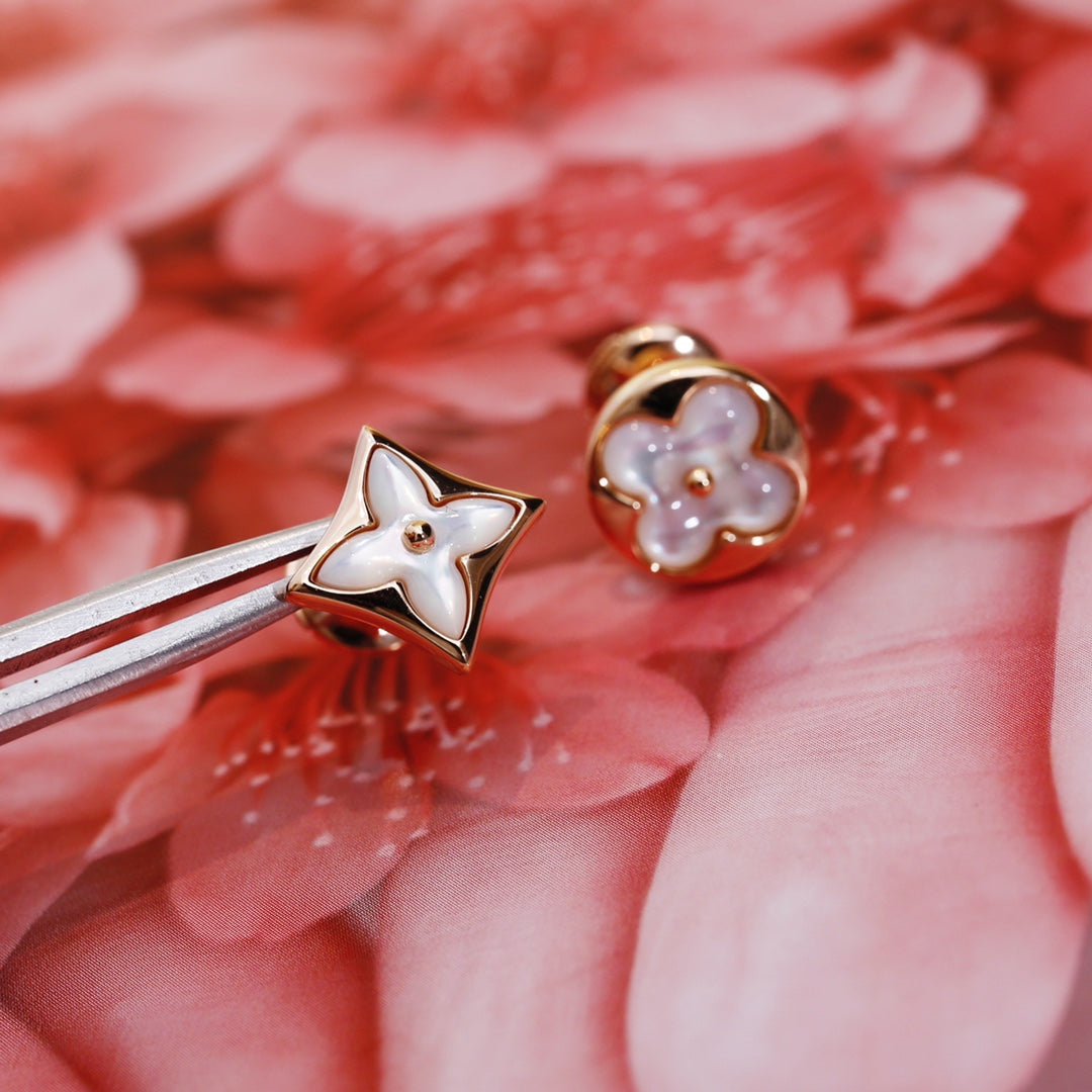 [Dawnora Jewelry]STAR AND SUN PINK GOLD MOP STUD EARRINGS