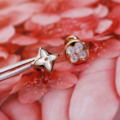 [Dawnora Jewelry]STAR AND SUN PINK GOLD MOP STUD EARRINGS