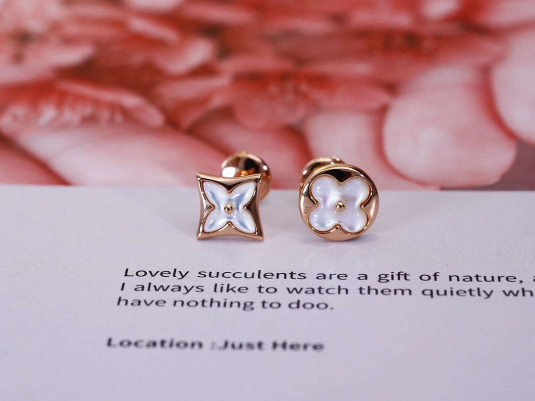 [Dawnora Jewelry]STAR AND SUN PINK GOLD MOP STUD EARRINGS