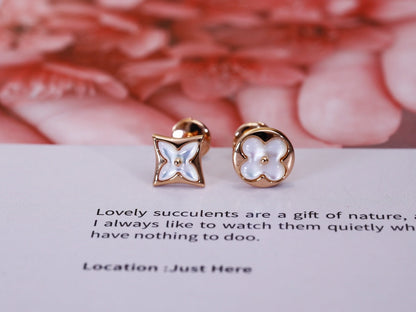 [Dawnora Jewelry]STAR AND SUN PINK GOLD MOP STUD EARRINGS