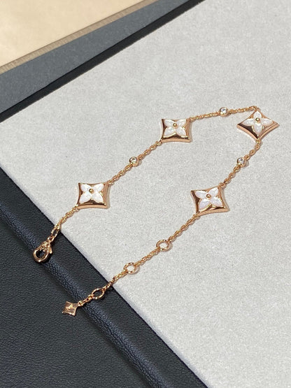 [Dawnora Jewelry]STAR 4 MOTIF MOP DIAMOND PINK GOLD BRACELET