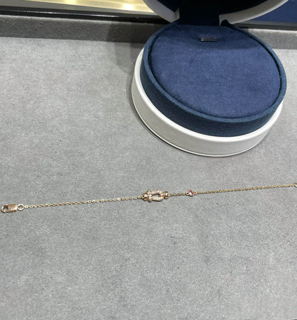 [Dawnora Jewelry]FORCE 10 DIAMOND CHAIN LINK PINK GOLD BRACELET