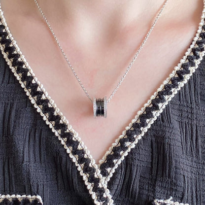 [Dawnora Jewelry]ZERO 1 DIAMOND CERAMIC NECKLACE
