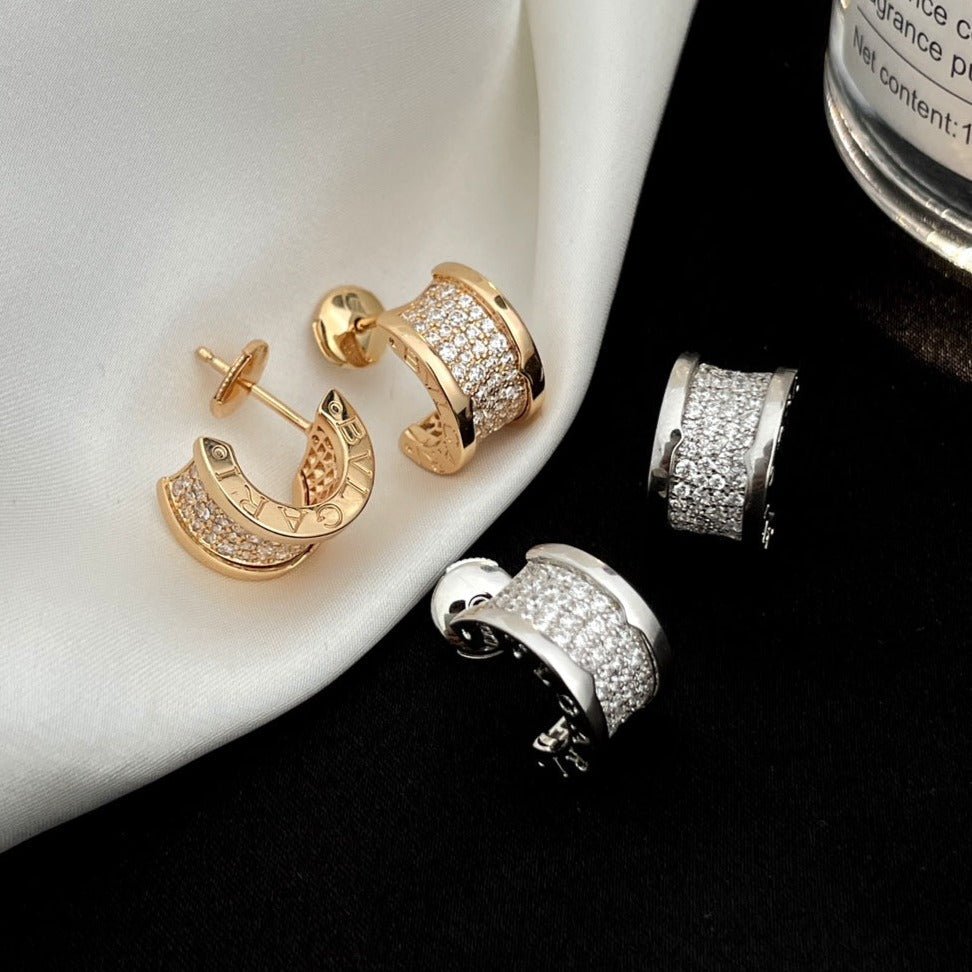 [Dawnora Jewelry]ZERO 1 DIAMOND PAVED EARRINGS